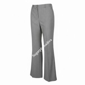 Chico's Grey Pinstripe Wide Leg Trouser Pants 2 Modern Stretch Career Pants 12